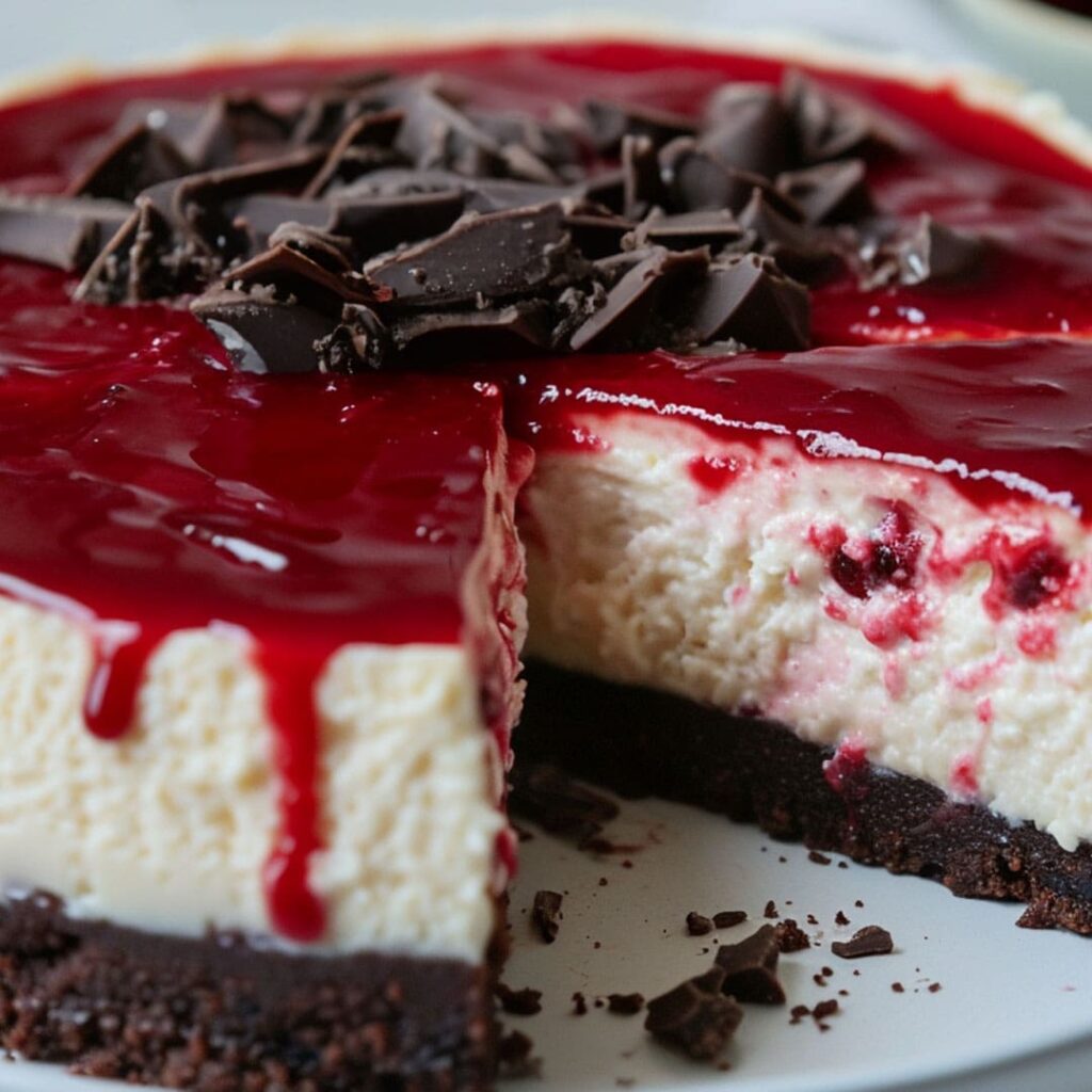 boozy black forest cheesecake-square