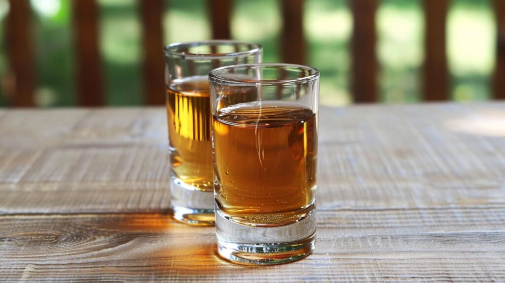 Crispy Crunch Shot, a creamy mint-chocolate flavored cocktail in a shot glass