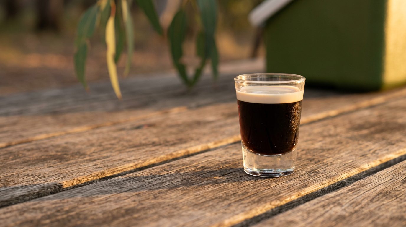 cocktail in golden hour outdoor setting
