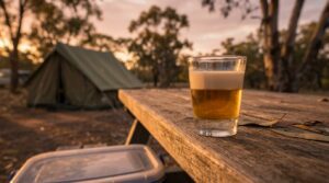 cocktail in golden hour outdoor setting